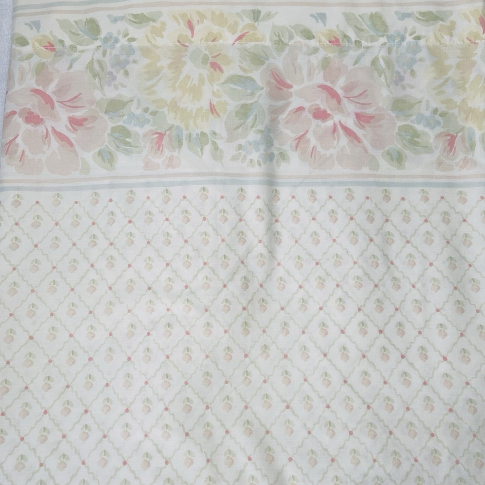 Vintage JC Penney Double Flat Sheet Shabby Cottage Pink Floral Trellis Pattern